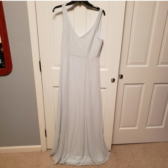 Show Me Your Mumu Gown Jenn Tie Chiffon V Neck Blue Size Large NWT - Picture 4 of 12